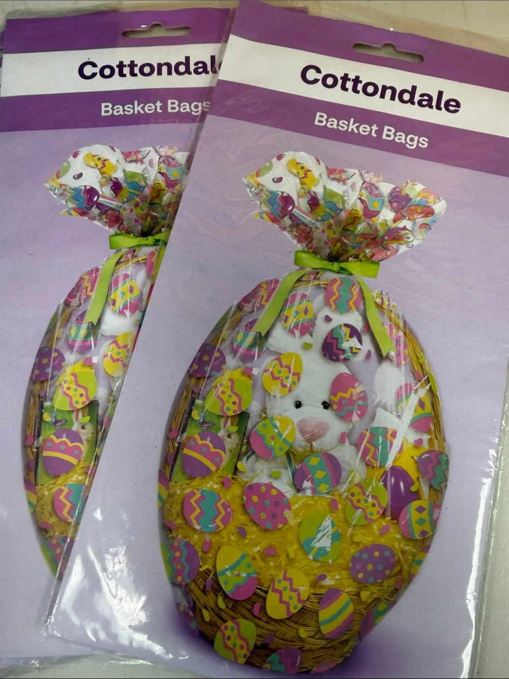 Easter Basket Bags 2 designs Yellow Carrot Print & all over eggs Bags 12 count